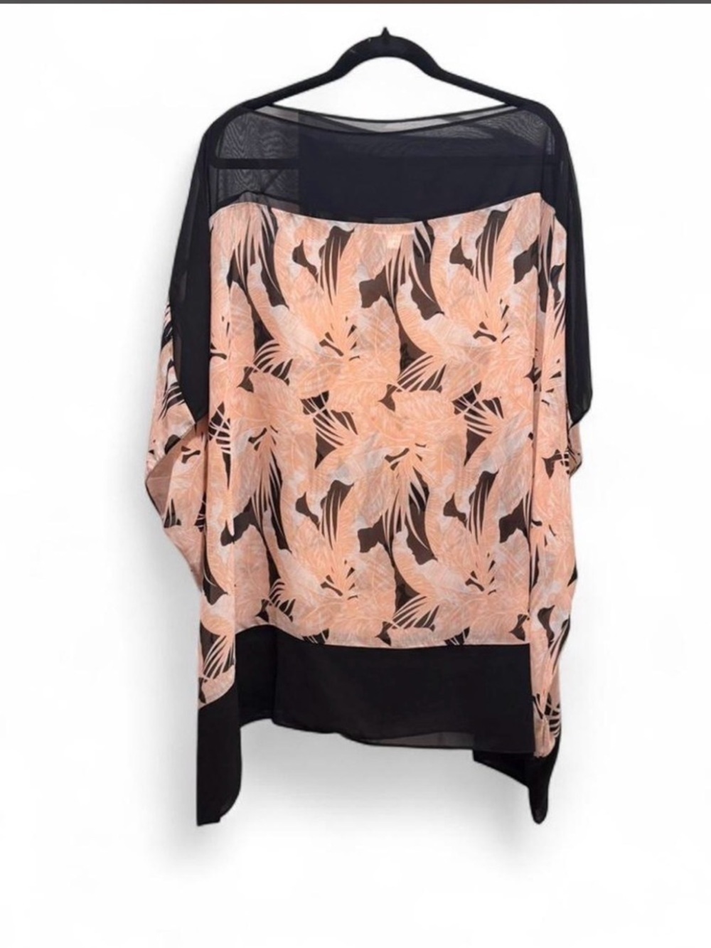Jaclyn Smith Peach Floral Tunic with Black Trim